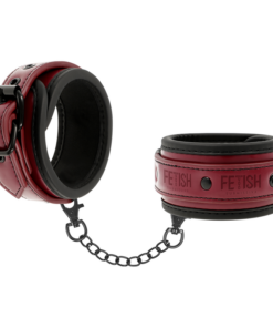FETISH SUBMISSIVE DARK ROOM - VEGAN LEATHER HANDCUFFS WITH NEOPRENE LINING